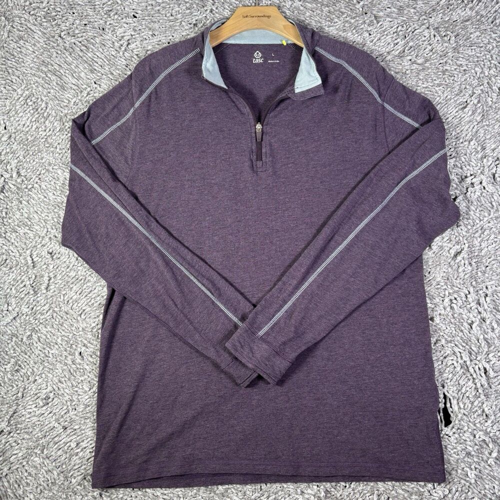 tasc Performance Core 1/4-Zip Mens Large Long Sleeve Purple Performance Bamboo